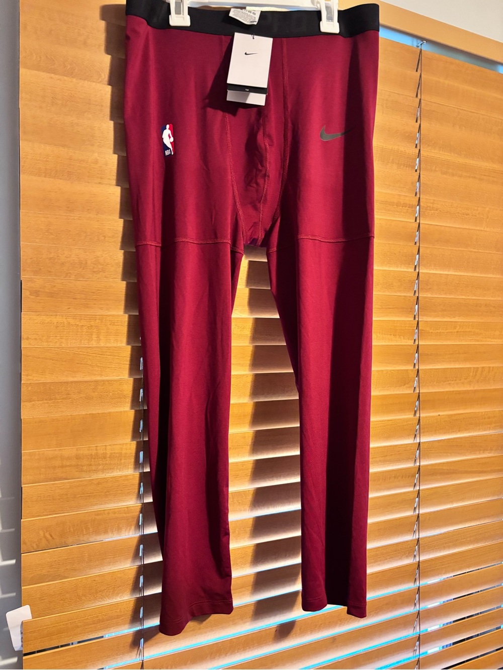 Nike Maroon Performance Compression Tights with Black Waistband